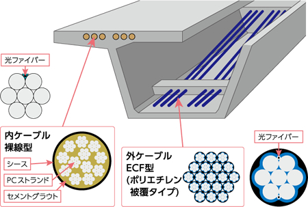 PCストランド内に光ファイバーを組込み