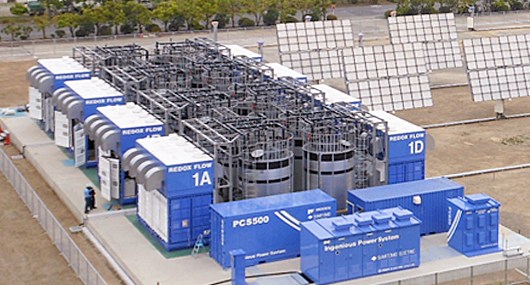 当社横浜製作所にて実証運転中のレドックスフロー電池(容量1MW×5時間)